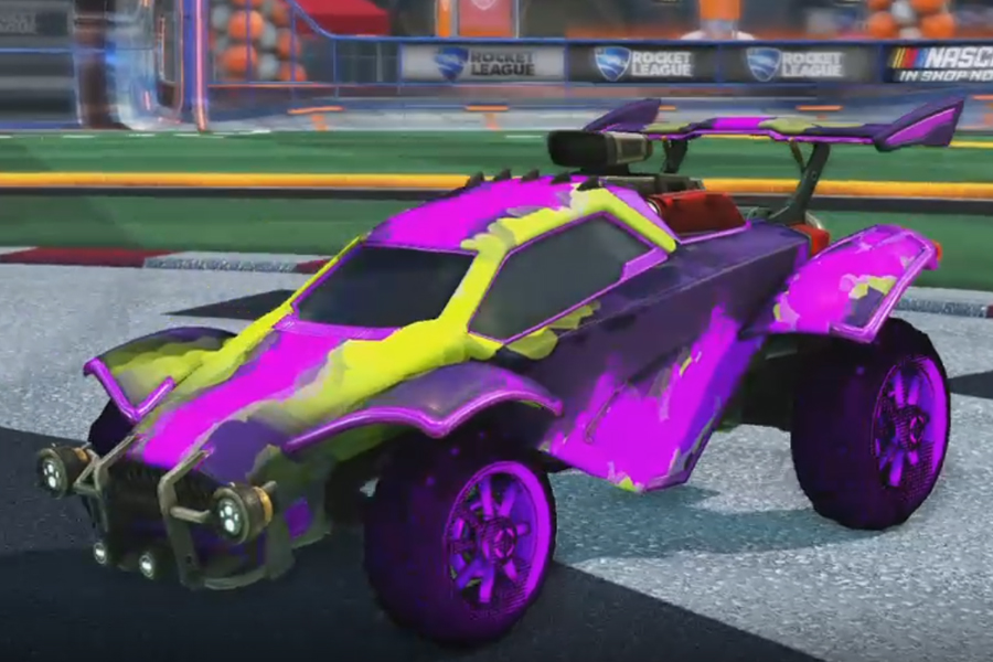 Rocket league Octane Purple design with Traction: Hatch,Smokescreen