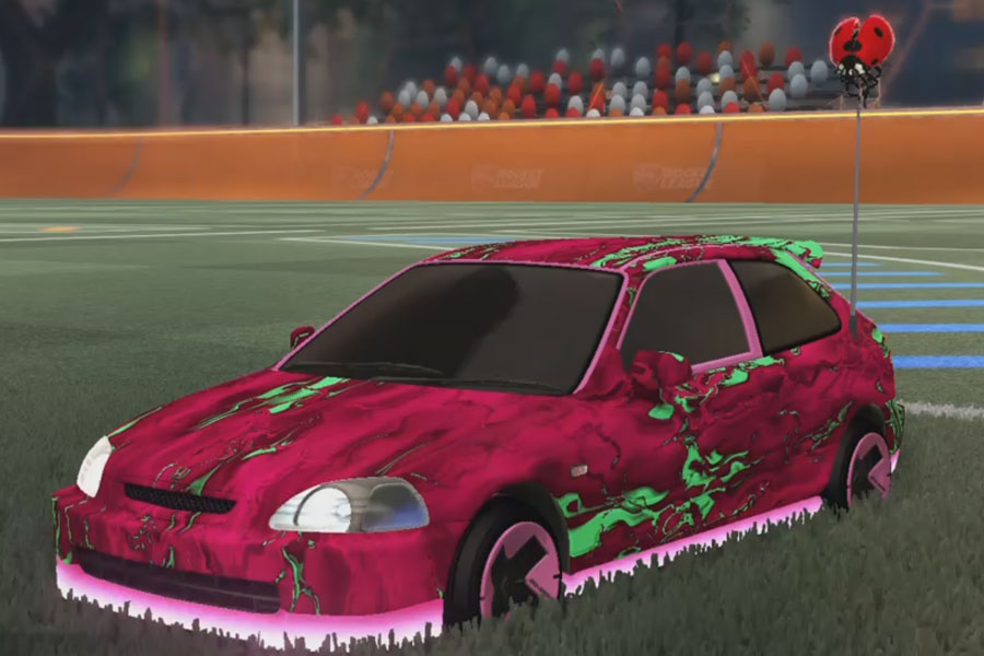 Rocket league Honda Civic Type R Pink design with Maz,Lucky Ladybug,Glorifier