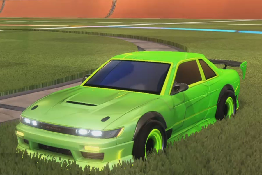 Rocket league Nissan Silvia Rle Lime design with Maelstrom,Mainframe